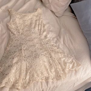 White sequins drop waist dress